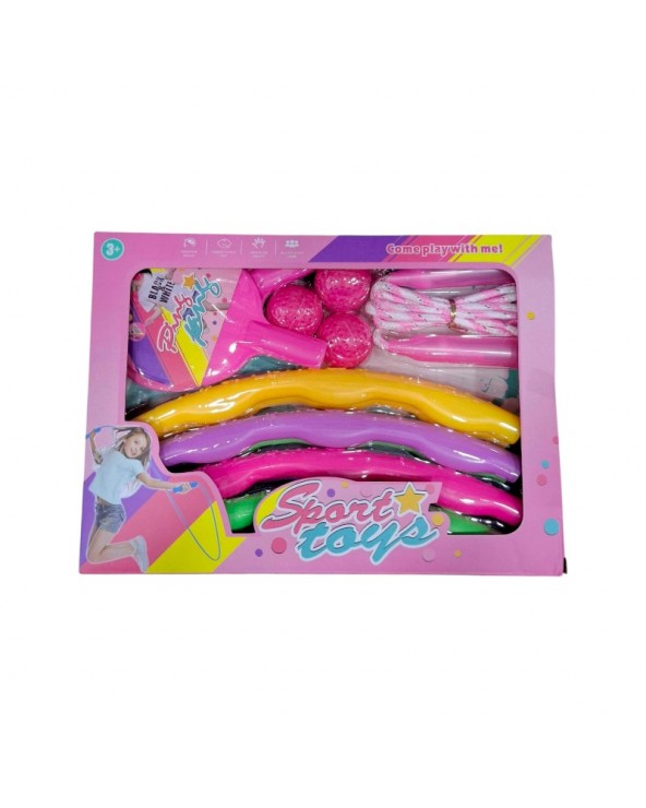 Παιδικό σετ άθλησης - Ping Pong - Σχοινάκι - Hula Hoop - 215579 - Pink