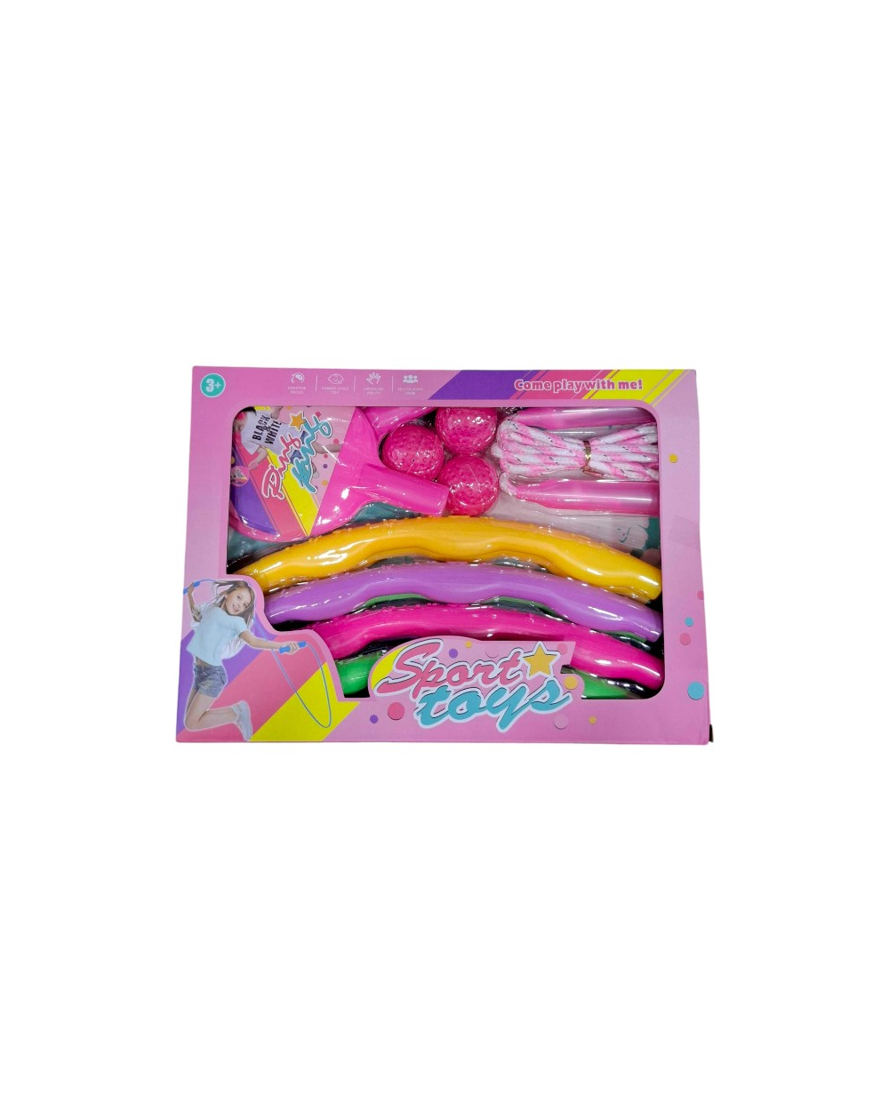Παιδικό σετ άθλησης - Ping Pong - Σχοινάκι - Hula Hoop - 215579 - Pink