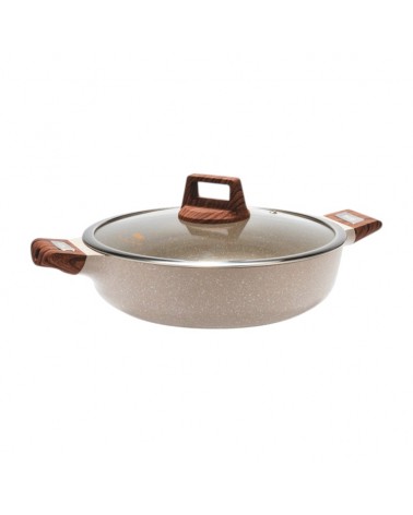Ρηχή κατσαρόλα αντικολλητική με καπάκι - 2.7L - CA005-BS24-Beige - DSP