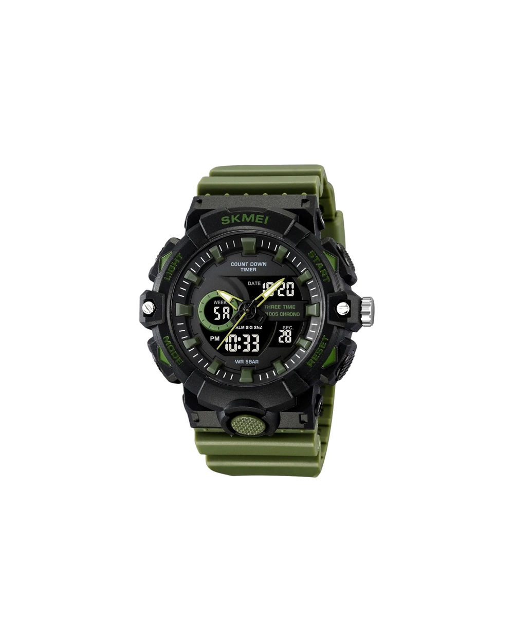 Ψηφιακό/αναλογικό ρολόι χειρός – Skmei - 2225 - Green