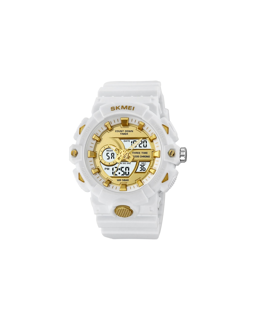 Ψηφιακό/αναλογικό ρολόι χειρός – Skmei - 2225 - White/Gold