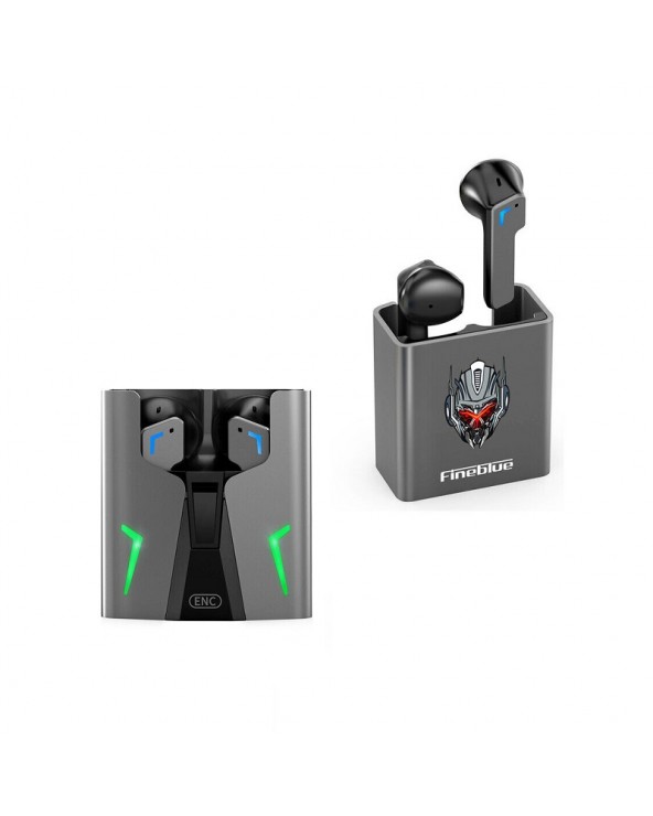 Ενσύρματα ακουστικά Gaming με θήκη φόρτισης - KINGKONG - Fineblue - 700147 - Grey