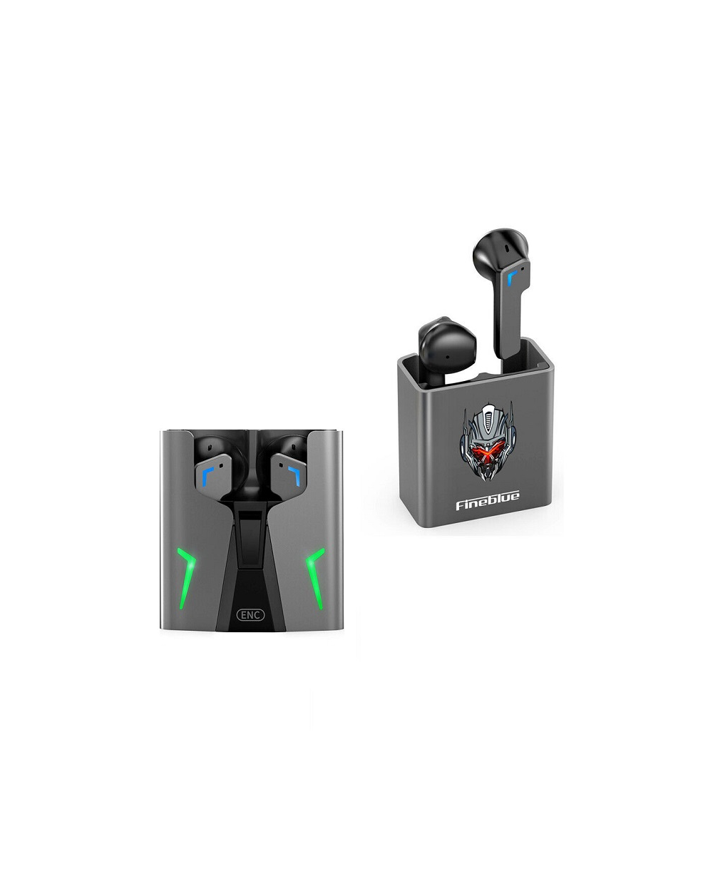Ενσύρματα ακουστικά Gaming με θήκη φόρτισης - KINGKONG - Fineblue - 700147 - Grey