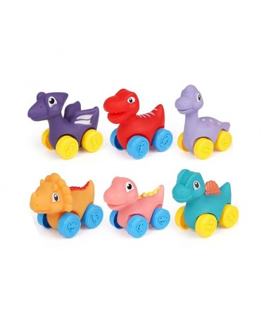 Σετ λαστιχένιες φιγούρες Δεινοσαύρων με ροδάκια - JLX5513-1 - 6pcs