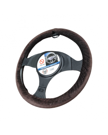 Κάλυμμα τιμονιού αυτοκινήτου βελουτέ - XY-055  - 122513 - Brown
