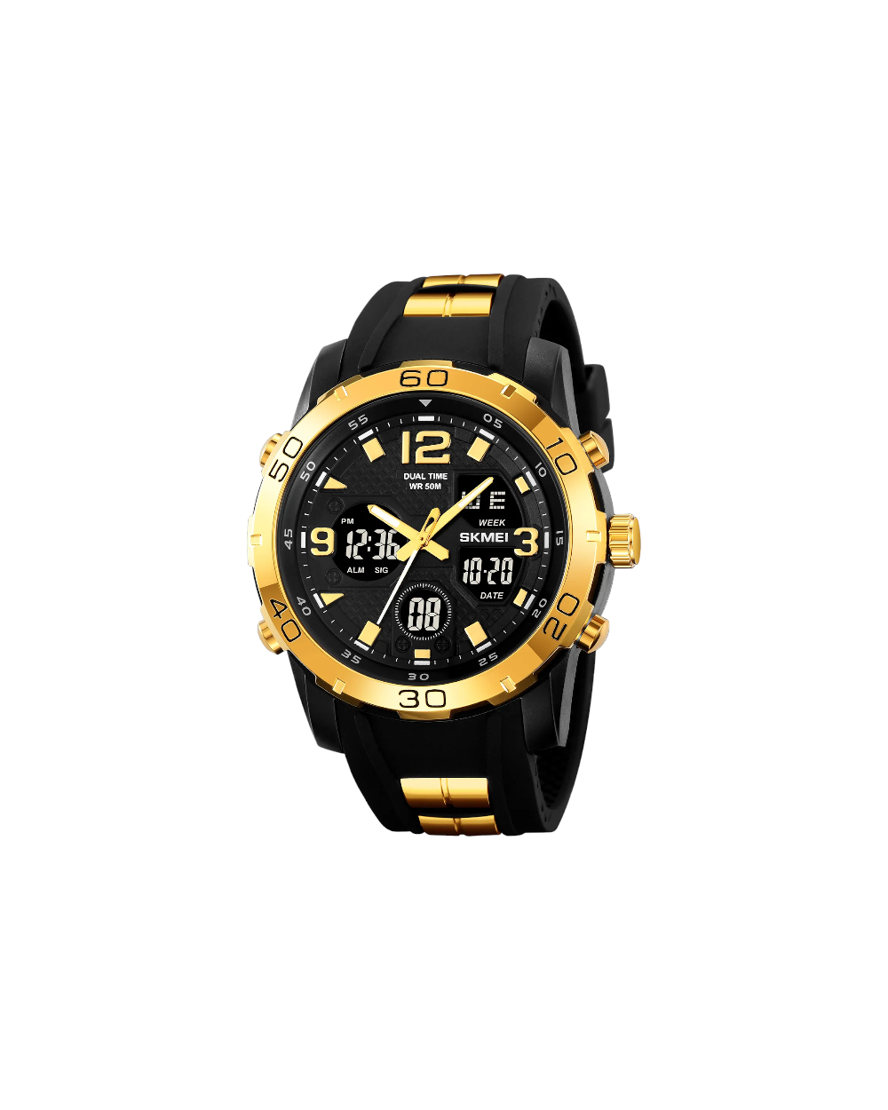 Ψηφιακό/αναλογικό ρολόι χειρός – Skmei - 2102 - Gold/Black