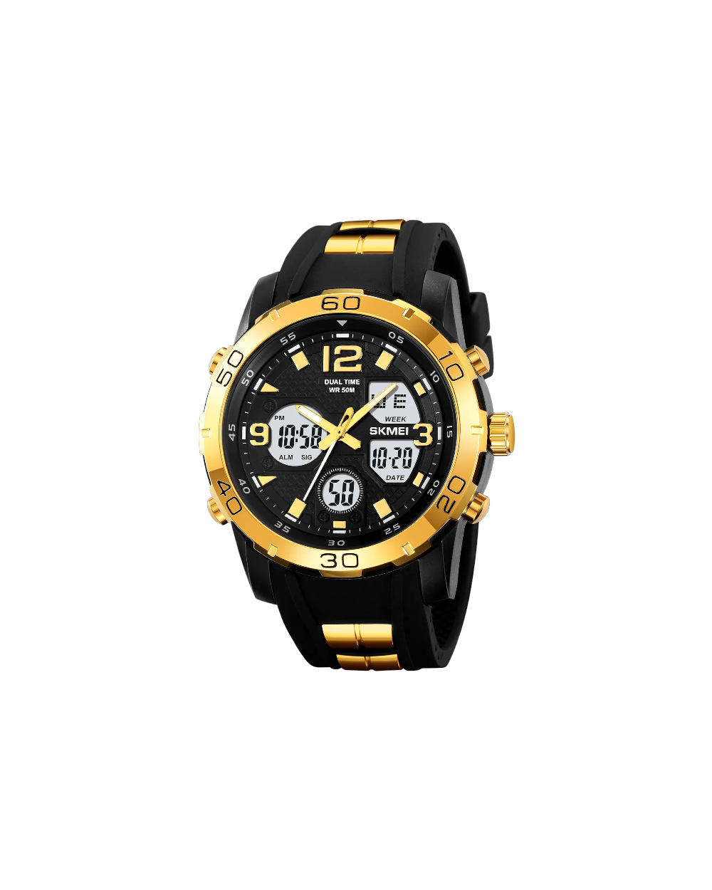 Ψηφιακό/αναλογικό ρολόι χειρός – Skmei - 2102 - Gold/White