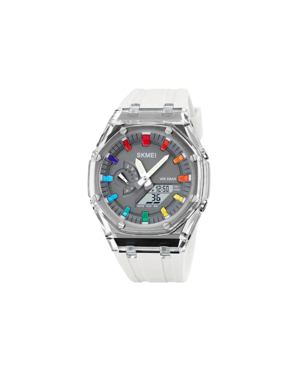 Ψηφιακό/αναλογικό ρολόι χειρός – Skmei - 2100 - White/Grey