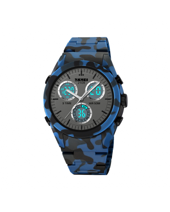 Ψηφιακό/αναλογικό ρολόι χειρός – Skmei - 2109 - Army Dark  Blue