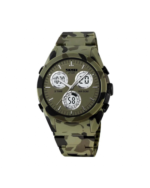 Ψηφιακό/αναλογικό ρολόι χειρός – Skmei - 2109 - Army Green
