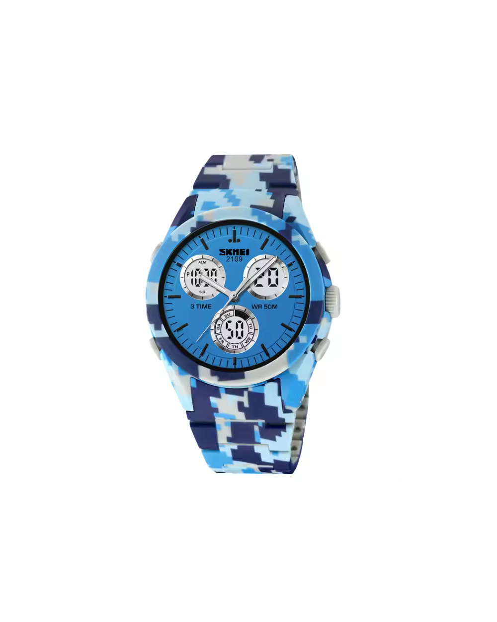 Ψηφιακό/αναλογικό ρολόι χειρός – Skmei - 2109 - Army Light Blue