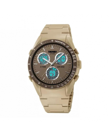 Ψηφιακό/αναλογικό ρολόι χειρός – Skmei - 2109 - Beige