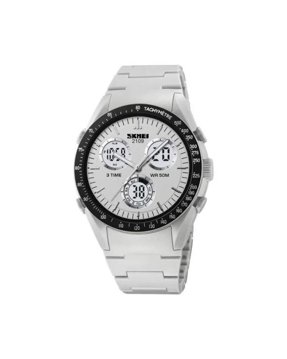 Ψηφιακό/αναλογικό ρολόι χειρός – Skmei - 2109 - Light Grey