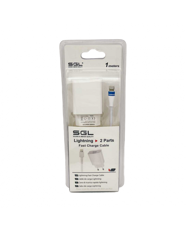Αντάπτορας φόρτισης με καλώδιο και 2 θύρες USB - Lightning - Quick Charge - B5-F2 - 1m