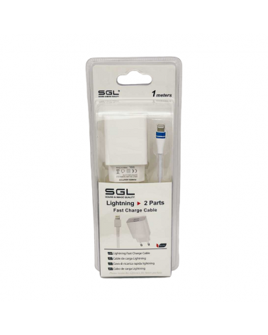 Αντάπτορας φόρτισης με καλώδιο και 2 θύρες USB - Lightning - Quick Charge - B5-F2 - 1m