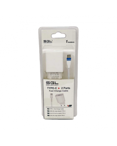 Αντάπτορας φόρτισης με καλώδιο και 2 θύρες USB - TypeC - Quick Charge - B1-F2 - 1m