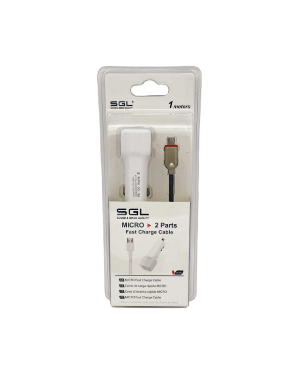 Φορτιστής αναπτήρα αυτοκινήτου με 2 θύρες USB - Micro USB - FA13-V2 - 1m
