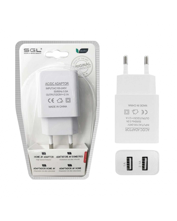 Αντάπτορας φόρτισης πρίζας με 2 θύρες USB - S2
