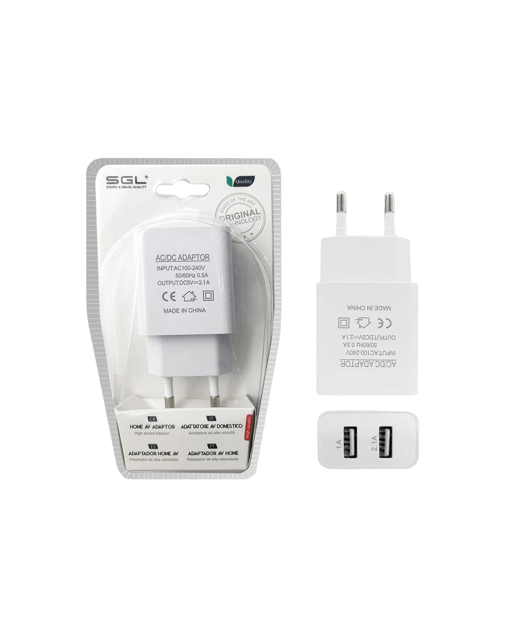 Αντάπτορας φόρτισης πρίζας με 2 θύρες USB - S2