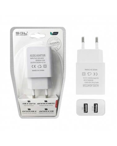 Αντάπτορας φόρτισης πρίζας με 2 θύρες USB - S2