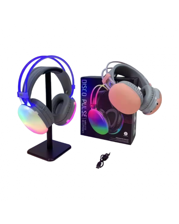 Ασύρματα ακουστικά Bluetooth LED - Headphones - PG580 - RGB - 212058 - Pink