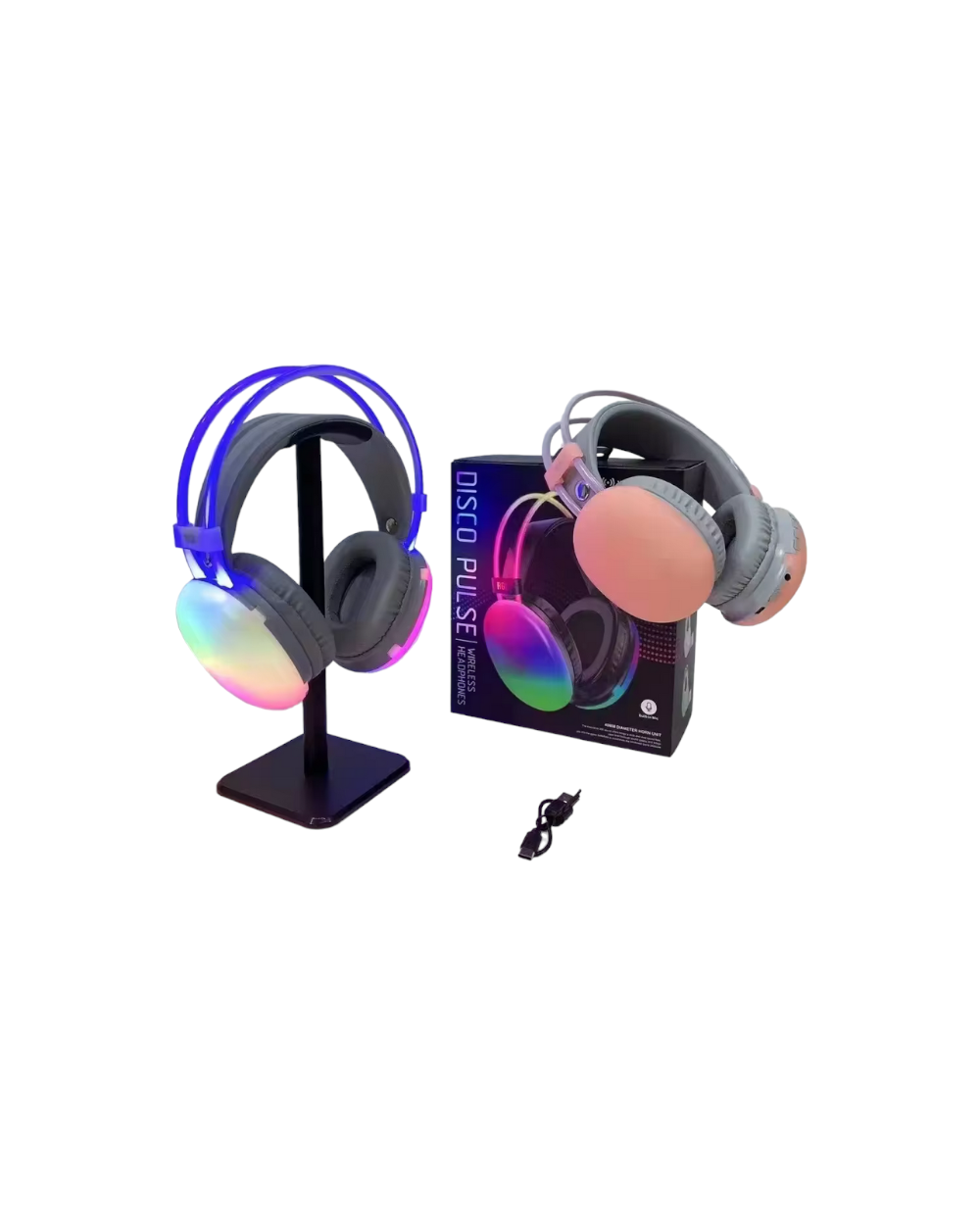 Ασύρματα ακουστικά Bluetooth LED - Headphones - PG580 - RGB - 212058 - Pink