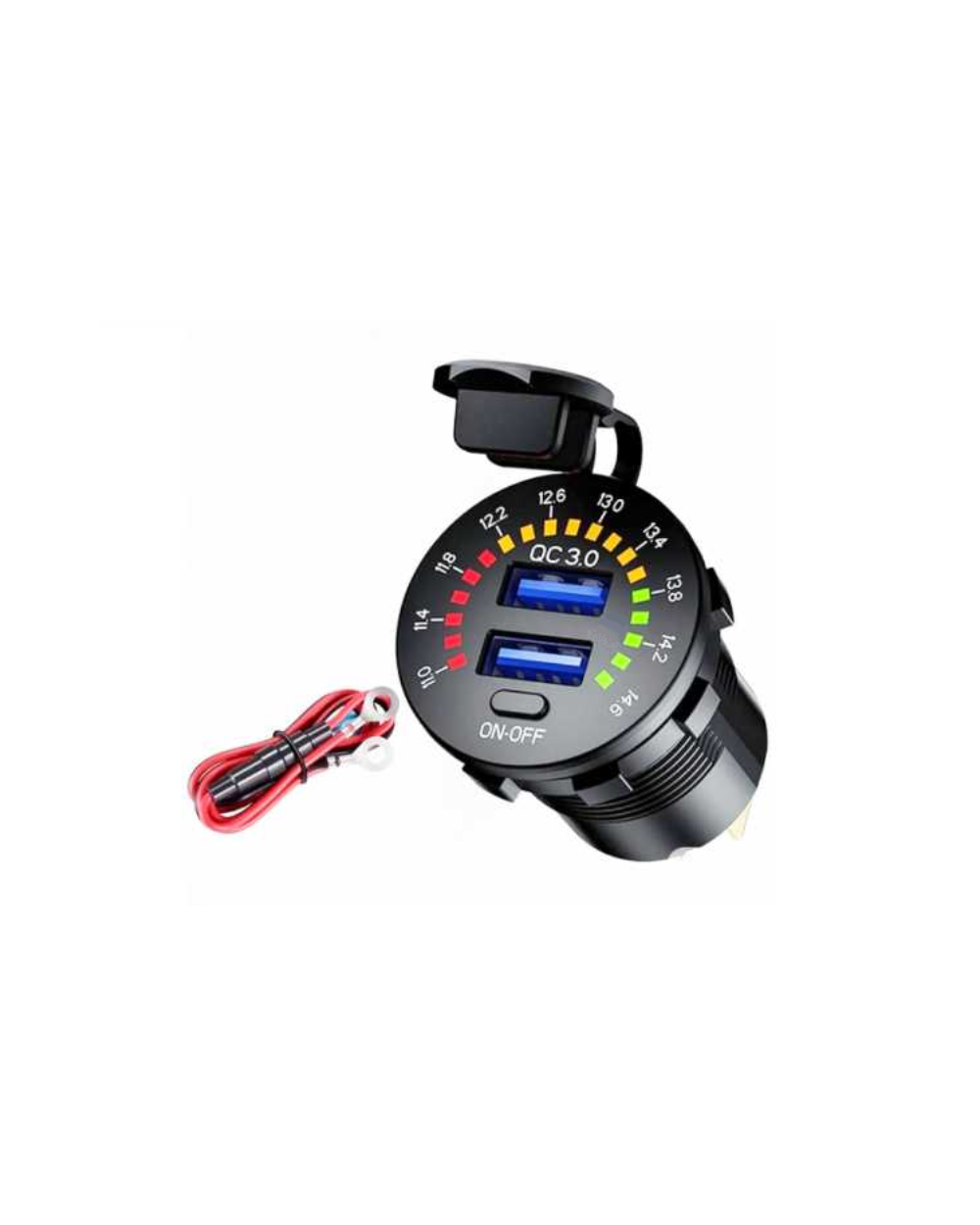 Σταθερή θύρα φόρτισης USB οχημάτων με βολτόμετρο - Quick Charger - 1540405/06
