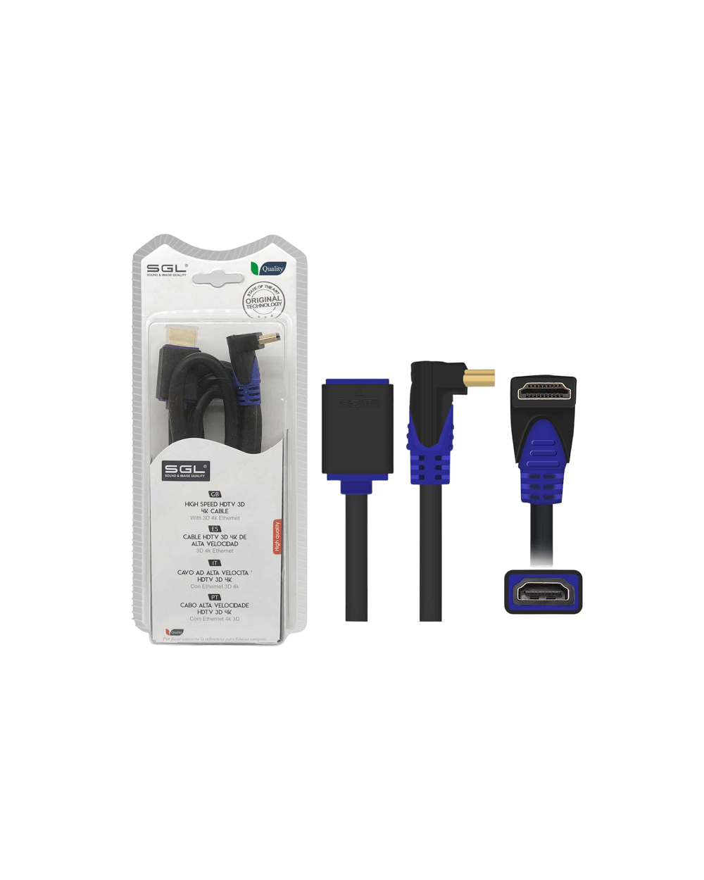 Καλώδιο HDMI γωνιακό - Male/Female - 1592FC - 3m