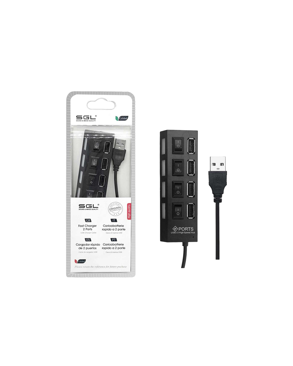 Αντάπτορας USB Hub με 4 θύρες και διακόπτες - 404P - 45cm