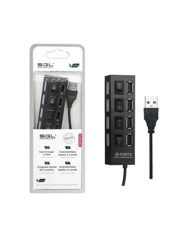Αντάπτορας USB Hub με 4 θύρες και διακόπτες - 404P - 45cm