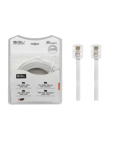 Καλώδιο γραμμής τηλεφώνου πλακέ - 6P4C - 30m