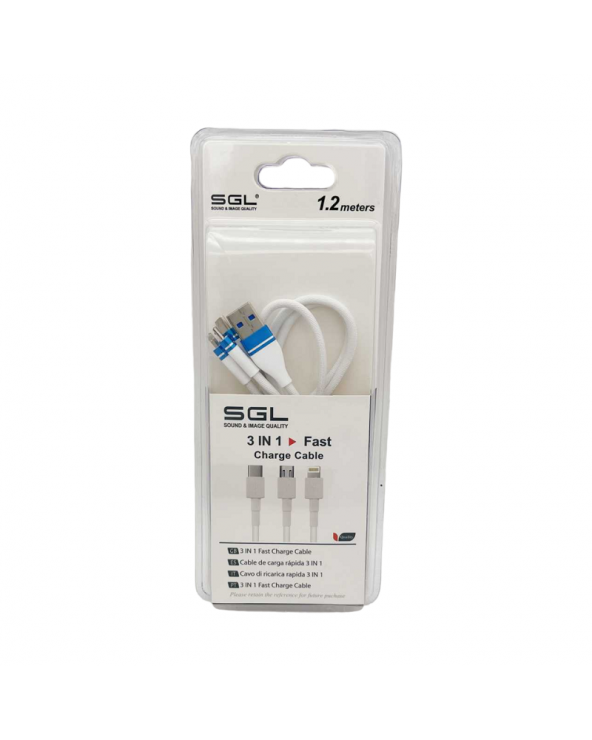 Καλώδιο φόρτισης & data 3 βυσμάτων - 3in1 - B3 - 1.2m