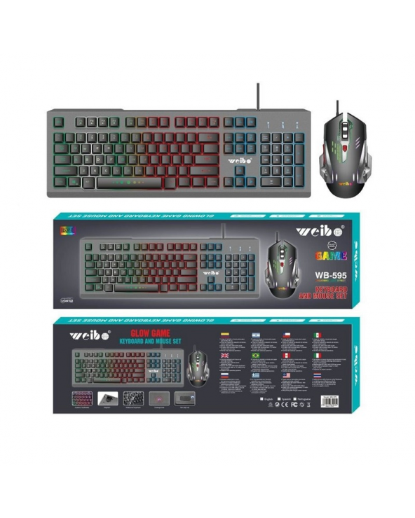 Ενσύρματο πληκτρολόγιο και ποντίκι Gaming - LED RGB - WB595 - Weibo