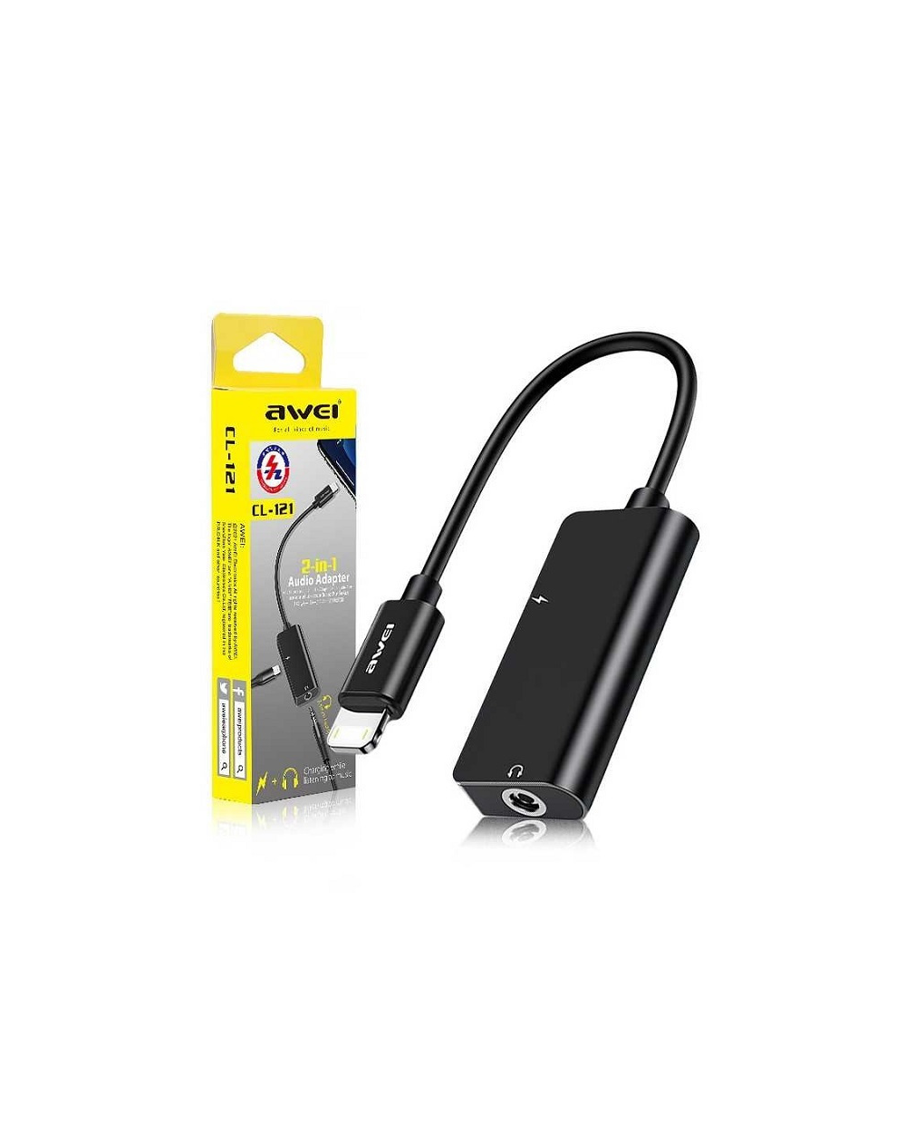 Αντάπτορας Lightning male σε Jack 3.5mm/Lightning female - CL-121 - AWEI