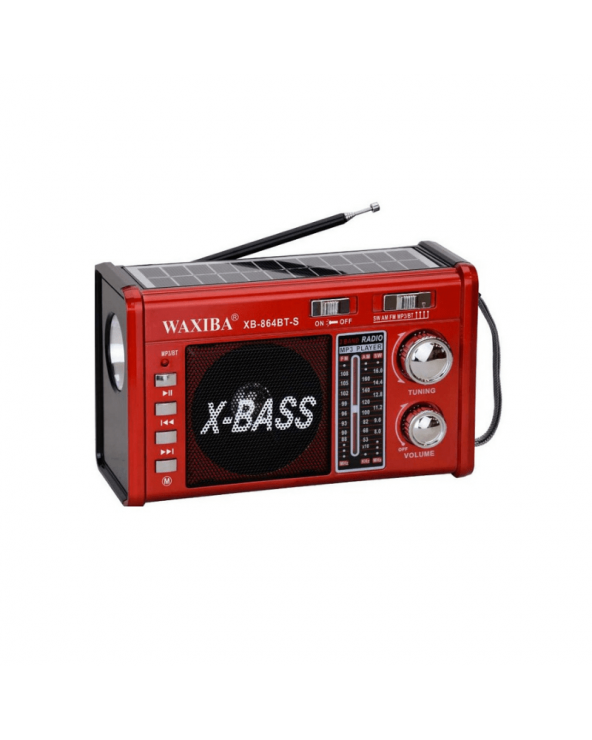 Επαναφορτιζόμενο ραδιόφωνο με ηλιακό πάνελ - XB864 BT-S - 108648 - Red