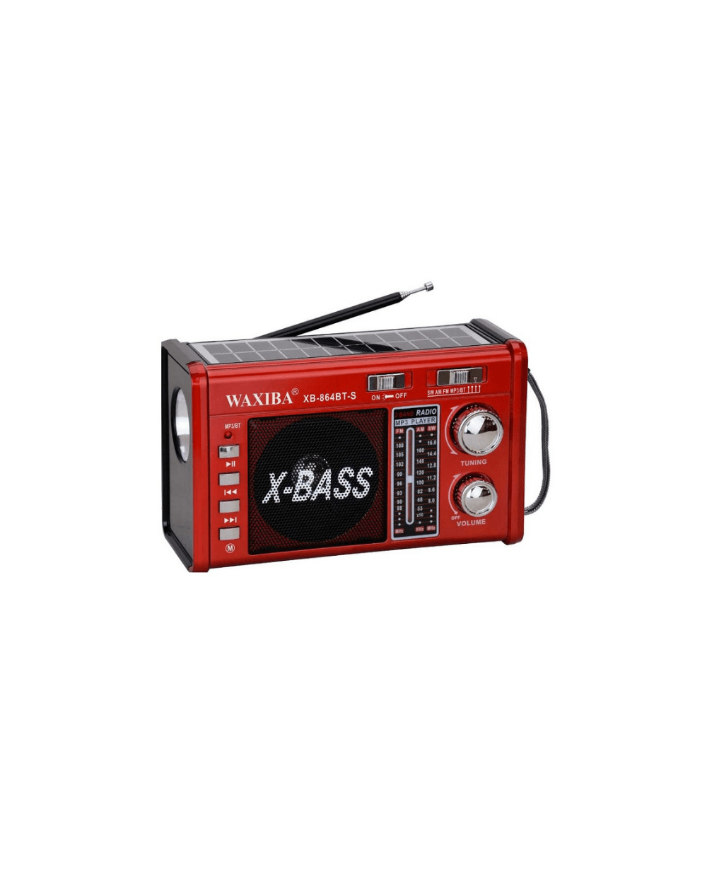 Επαναφορτιζόμενο ραδιόφωνο με ηλιακό πάνελ - XB864 BT-S - 108648 - Red