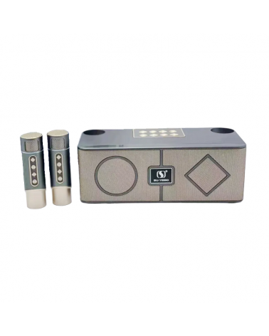 Ασύρματο ηχείο Bluetooth με 2 μικρόφωνα Karaoke - YS215 - 887271 - Grey
