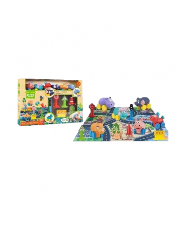 Σετ μοκέτα αυτοκινητόδρομος με αυτοκίνητα ζωάκια - 13pcs - JLX5510-2