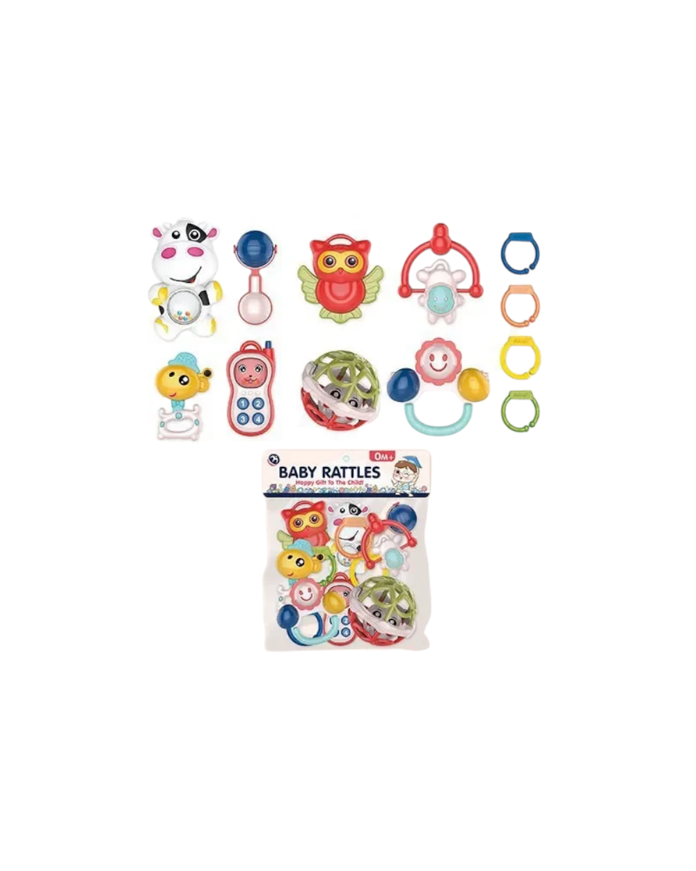 Σετ βρεφικές κουδουνίστρες & μασητικά – BM6200-112 - 12pcs