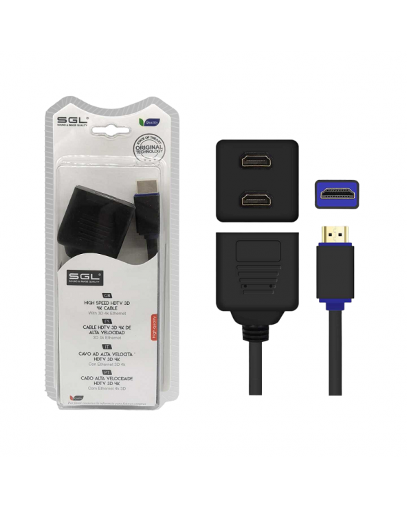 Διακλαδωτής HDMI - Splitter - A2508 - HDMI male/2xHDMI female - 25cm