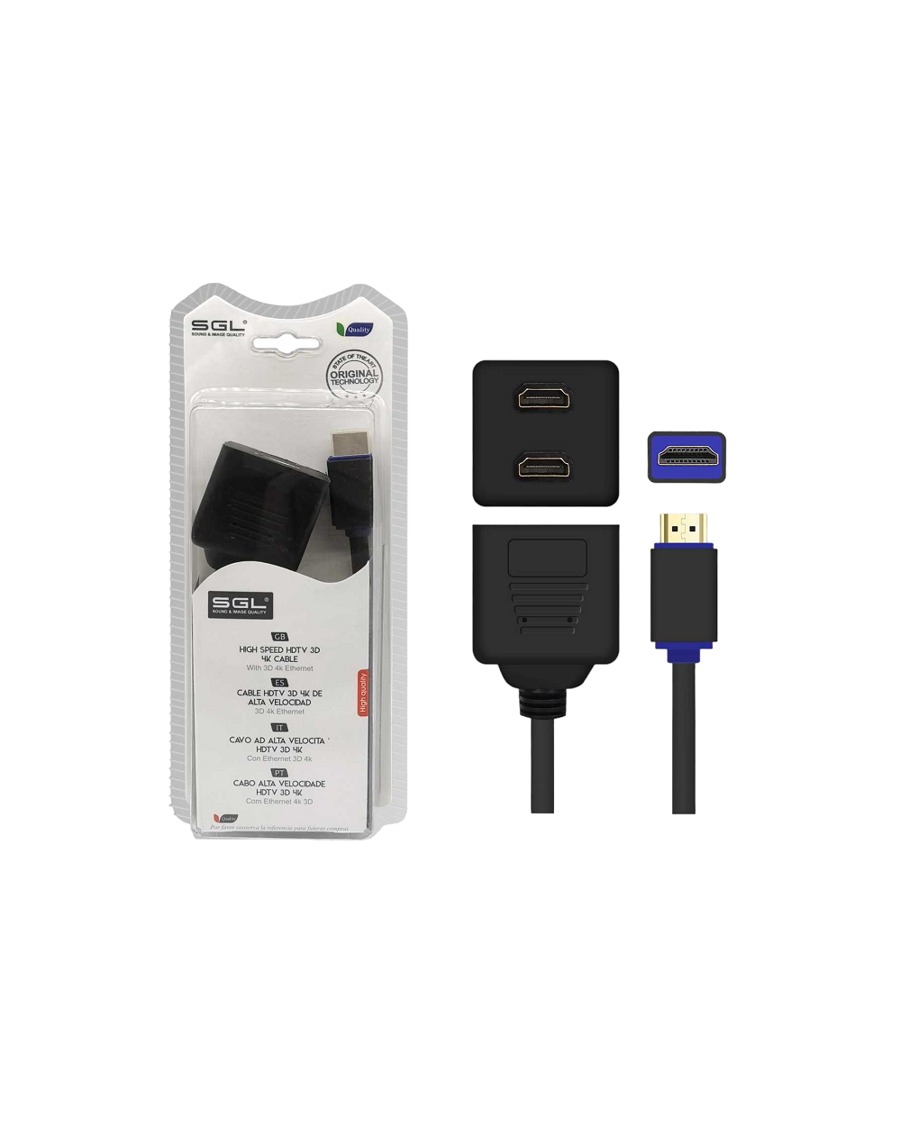 Διακλαδωτής HDMI - Splitter - A2508 - HDMI male/2xHDMI female - 25cm