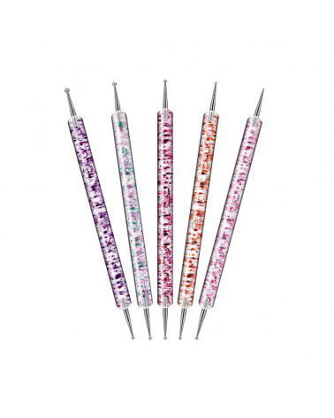 Σετ πινέλα & εργαλεία μανικιούρ Nail Art διπλής όψης - B261 - 5pcs