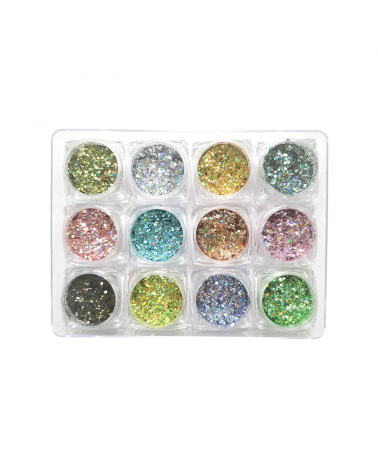 Σετ Glitter νυχιών Nail Art - Παλέτα - Glitter DJ - 12pcs