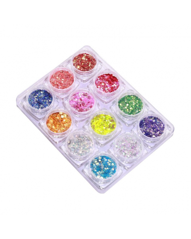 Σετ Glitter νυχιών Nail Art - Παλέτα - Glitter DW - 12pcs