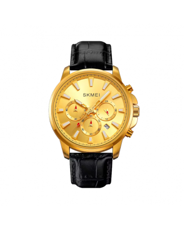 Aναλογικό ρολόι χειρός – Skmei - 2071 - Gold/Leather Black