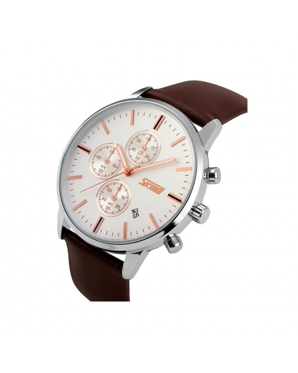 Αναλογικό ρολόι χειρός – Skmei - 9103 - Brown/White