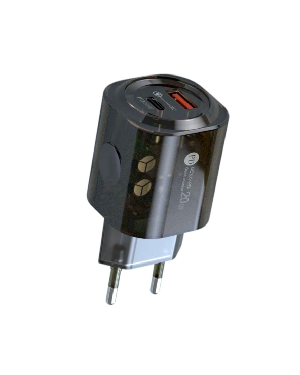 Αντάπτορας φόρτισης Fast Charge με 2 θύρες USB-A & Type-C - 20W - CX-179B