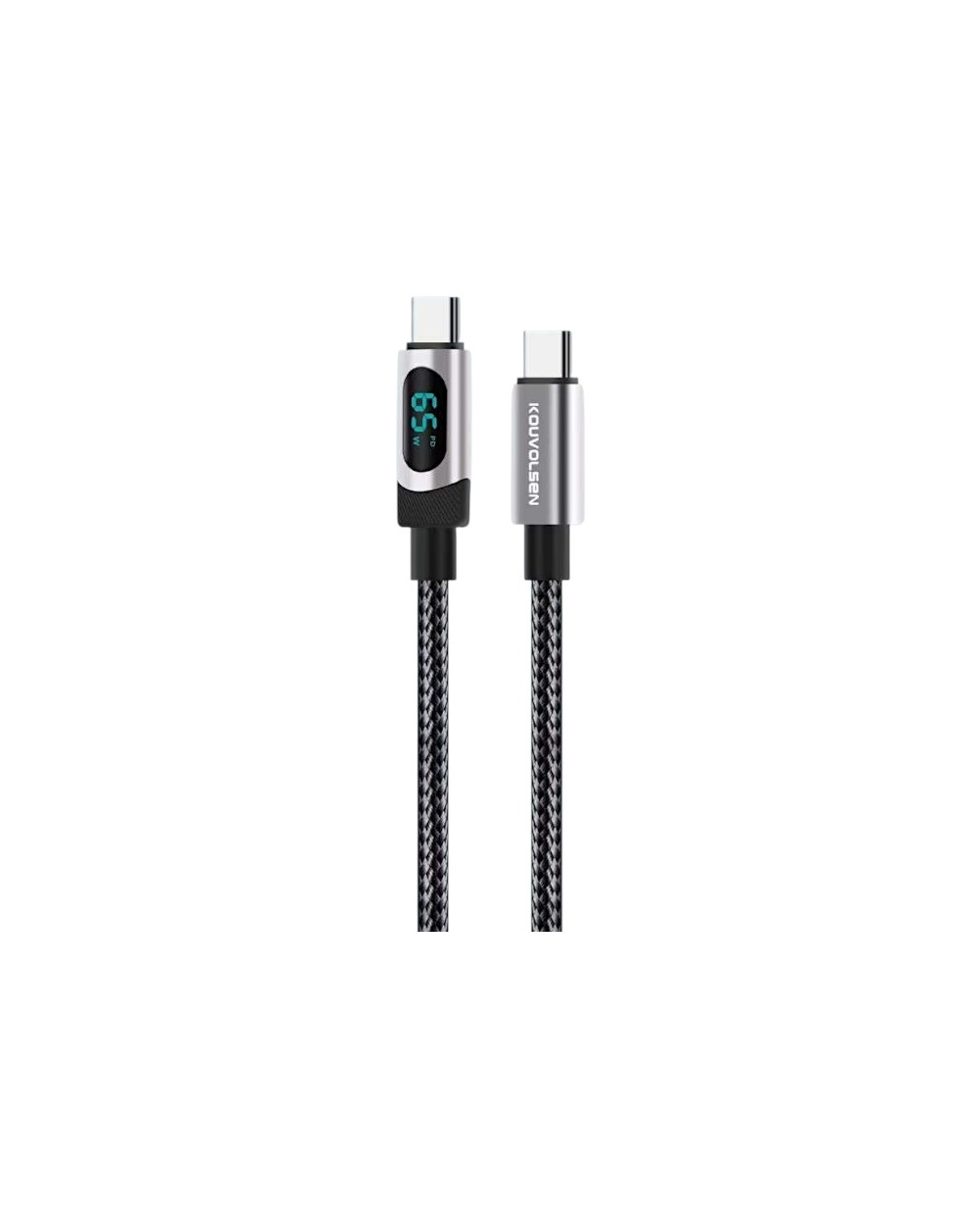 Καλώδιο φόρτισης & data με ψηφιακή οθόνη - USB Type-C σε Type-C - Super Fast Charge - X163 - 65W -