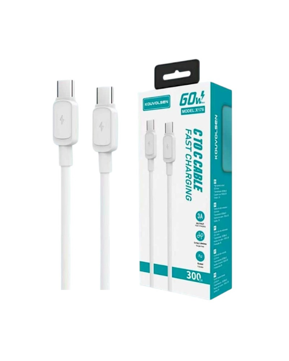 Καλώδιο φόρτισης & data - USB Type-C σε Type-C - Fast Charge - X176 - 3m - 60W