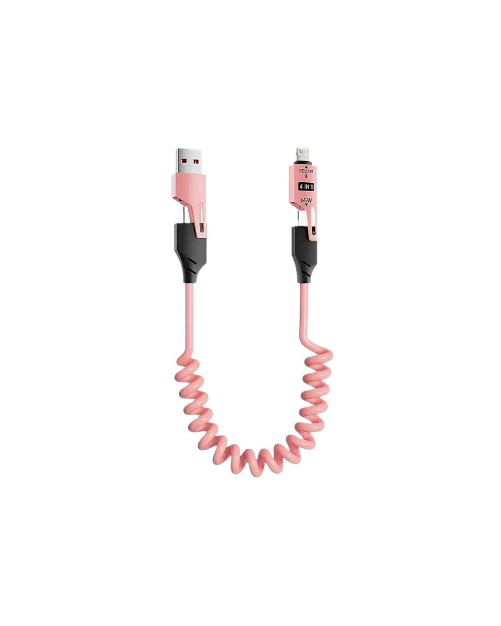 Καλώδιο φόρτισης & data σπιράλ - 4in1 - Fast Charge - X204 - 27-65W - 102048 - Pink